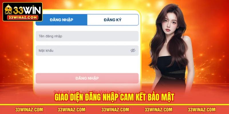 Giao diện đăng nhập cam kết bảo mật